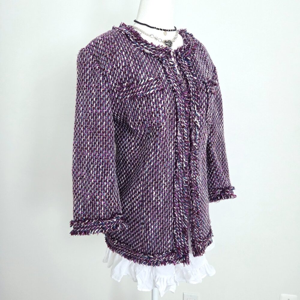Vintage Purple Tweed Jacket Sz 12 Multicolor Y2K Alfred Dunner Old‎ Money Preppy - Picture 5 of 16